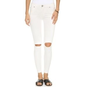 Free People Busted White Distressed Skinny Jeans